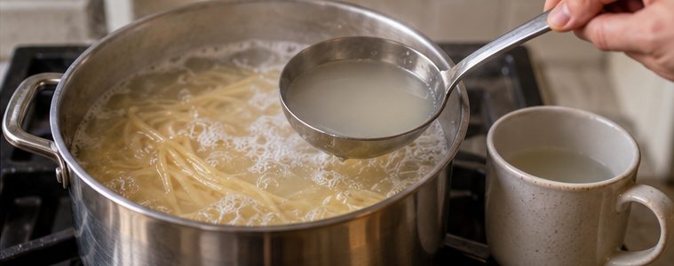 Réserver une tasse d'eau de cuisson