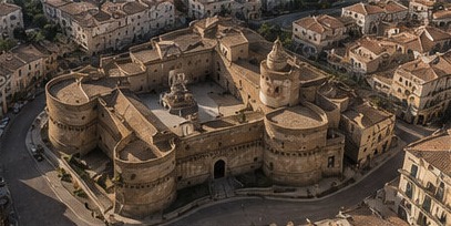 Vue aérienne du Castello Caldoresco di Vasto au cœur de la ville.