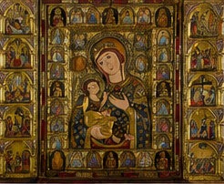 Icône de la Vierge à l'Enfant exposée dans le musée d'Art sacré de la Marsica, au Castello Piccolomini di Celano.