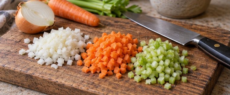 Les légumes coupés en petits dés