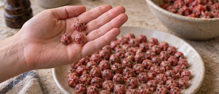 La taille des petites boulettes