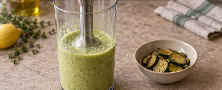 La crème de courgettes mixée